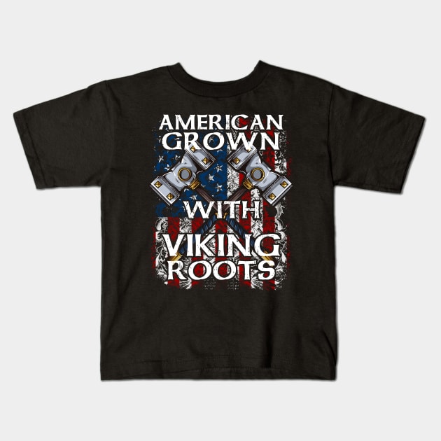 American Grown With Viking Roots Kids T-Shirt by RadStar